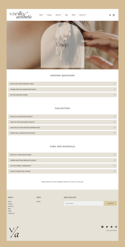 Aesthetic Shopify Theme | Vanilla Aesthetic