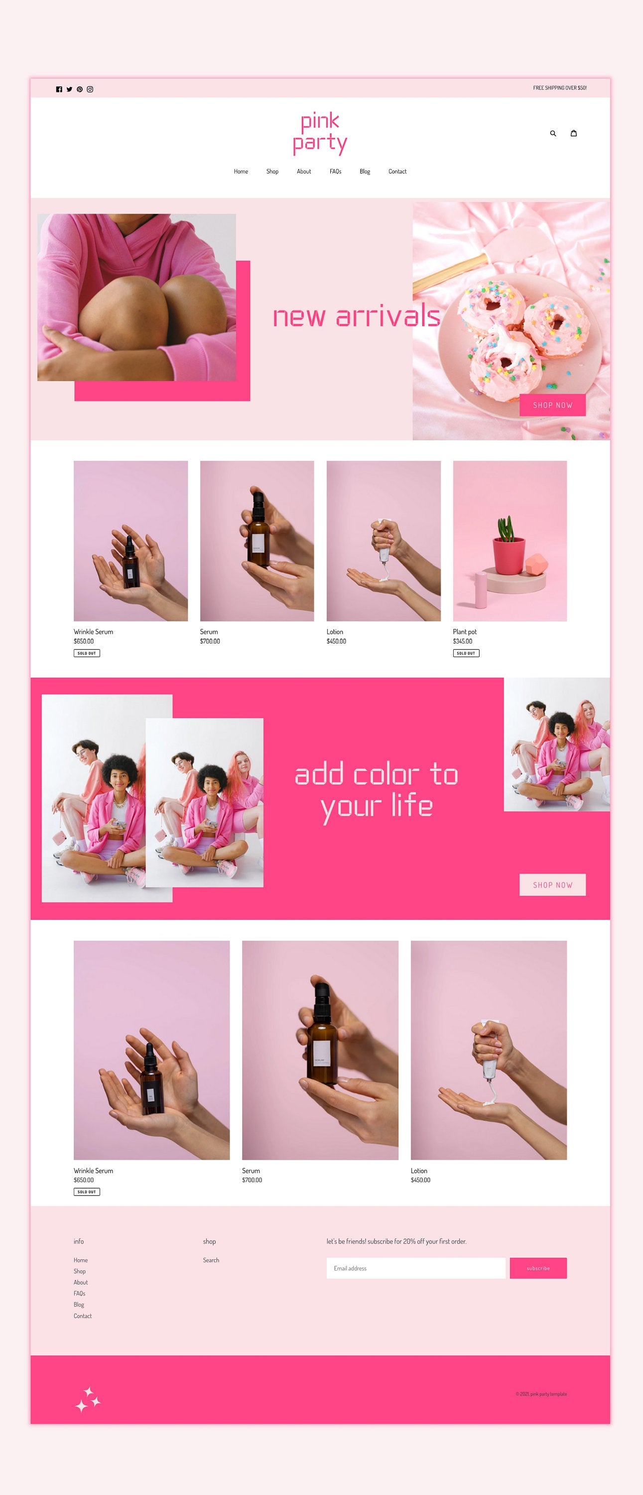 Pink Shopify Theme | Easy Shopify Template | Modern Shopify Design | Premade Shopify | Feminine Website Theme | Shopify Website | Boutique